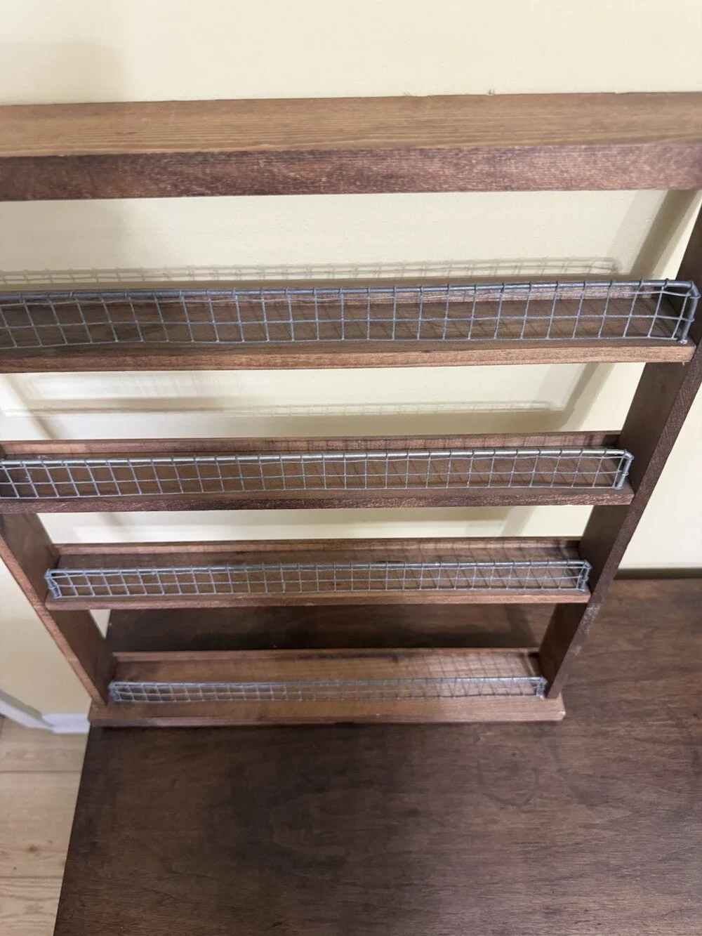 Handmade Wooden Spice Rack Rustic Farmhouse Four Shelves Trinket Shelf